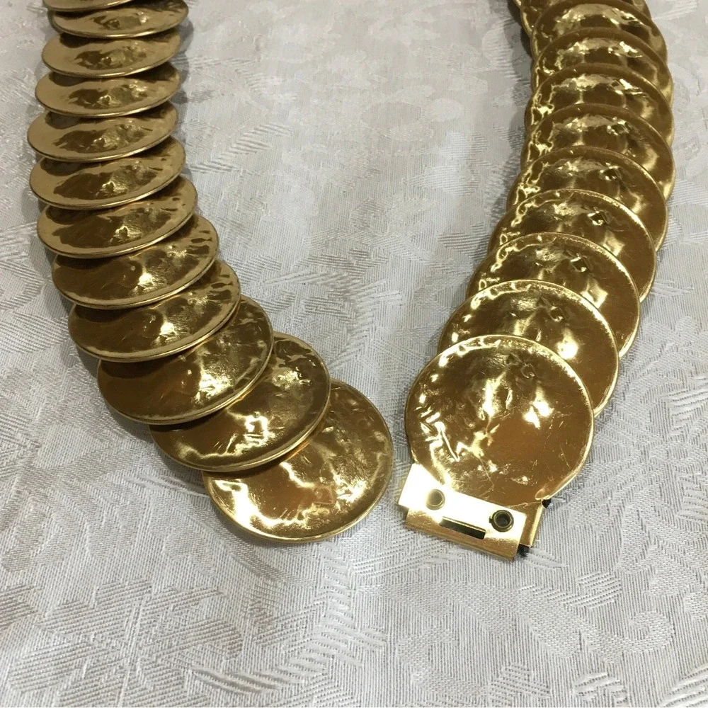 Vintage Gold Belt Stretch Scale Belt Hook Clasp Egyptian Revival Metal